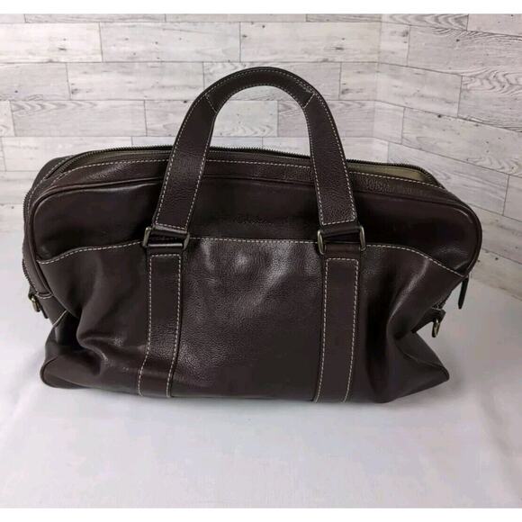 COLE HAAN Dark Brown Leather Large Multi Compartment Portfolio Carry All Man Bag - Picture 16 of 16